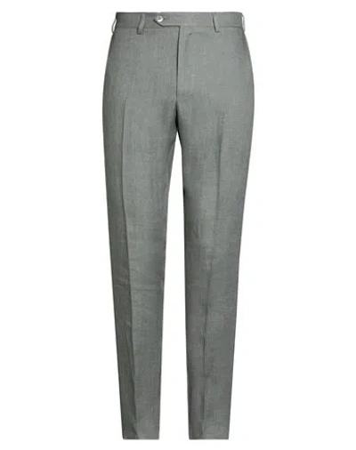 Tombolini Man Pants Sage Green Size 40 Linen In Gray