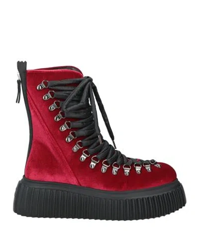 Agl Attilio Giusti Leombruni Agl Woman Ankle Boots Red Size 7 Textile Fibers In Red