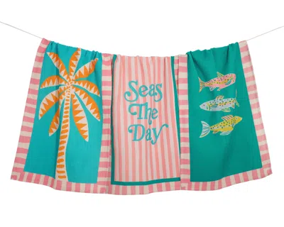 Tiramisu Seas The Day Coastal Kitchen Towel Set In Multi