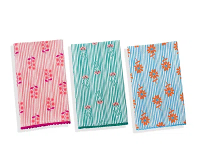 Tiramisu Summer Floral Stripe Kitchen Towel Set