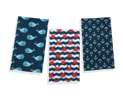 Tiramisu Coastal Charm Nautical Cotton Kitchen Towel Set In Multi