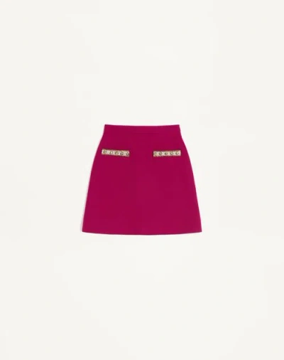 Valentino Embroidered Crepe Couture Skirt Woman Magenta 44