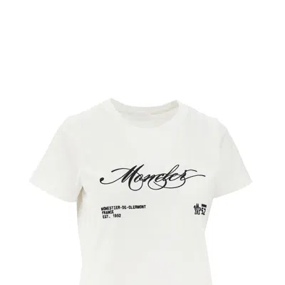 Moncler Embroidered Short Sleeve Crew Neck T-shirt In White