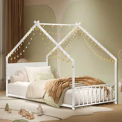 Streamdale Furniture Streamdale Twin House Bed With Lights - White