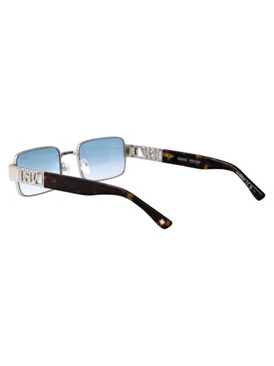 Dsquared2 Rectangle-frame Embellished Sunglasses In Metallic