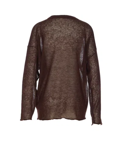Haikure Crewneck Knitwear Sheer Fabric In Brown