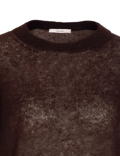 Haikure Crewneck Knitwear Sheer Fabric In Brown