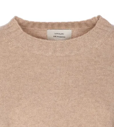 Loulou De Saison Beige Mora Lds Cropped Cashmere Sweater In Pink