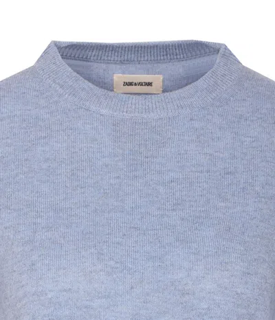 Zadig & Voltaire Cici Ws Heart Patch Sweater In Blue