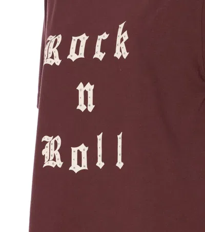 Zadig & Voltaire Crewneck Graphic Print Rock N Roll Beaded Top In Burgundy