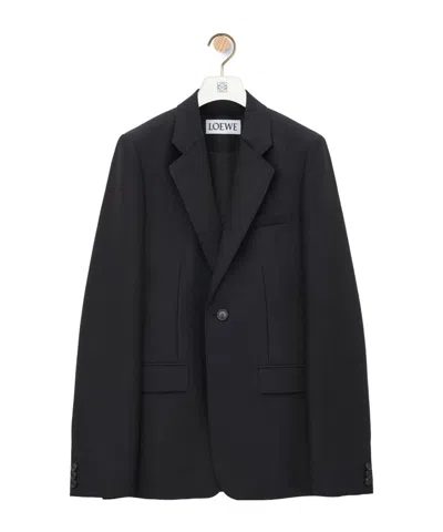 Loewe Jacket In Wool And Silk In Black