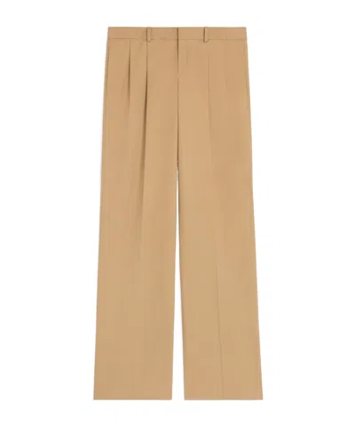 Celine Pleated Trousers In Cotton Canvas In Brown