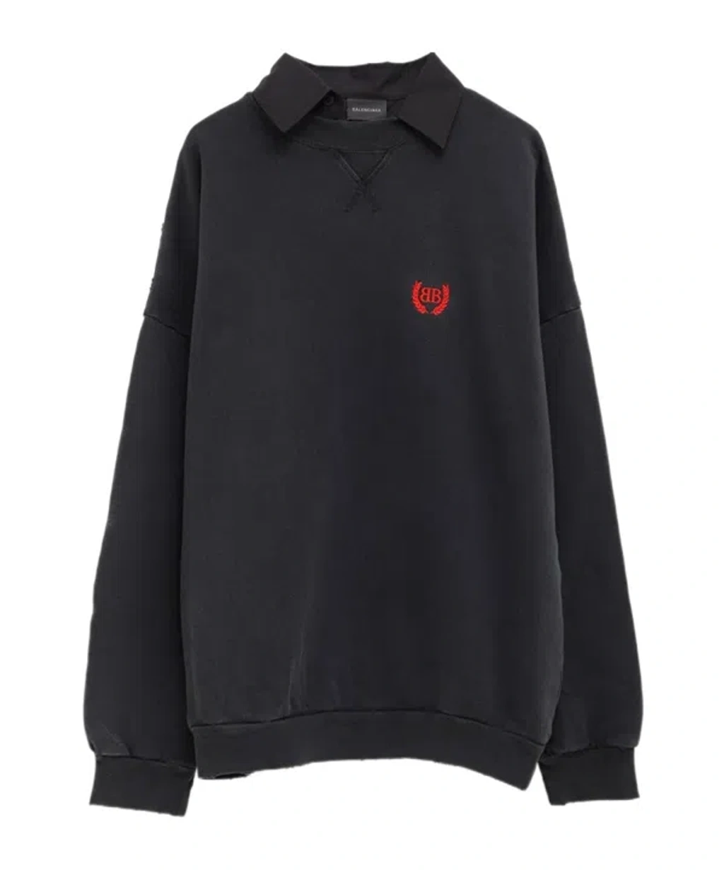BALENCIAGA スウェット Balenciaga Bb Logo Embroidered Distressed Sweatshirt In Black