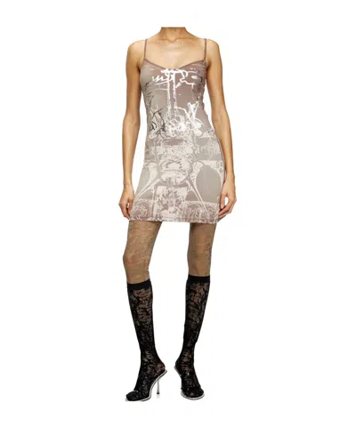 Diesel Womens 7ff D-longy Graphic-print Cotton-jersey Mini Dress Xs