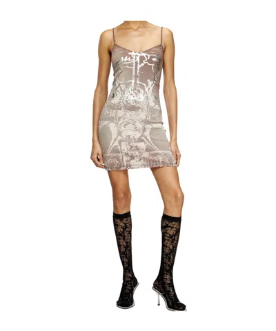 Diesel Womens 7ff D-longy Graphic-print Cotton-jersey Mini Dress Xs