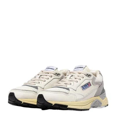 Autry Hyperway Sneakers In White And Gray Suede And Mesh In Multi
