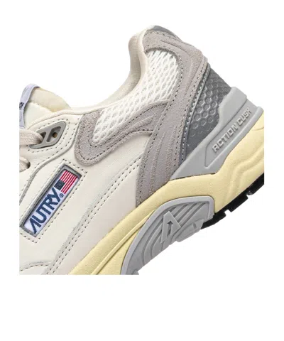 Autry Hyperway Sneakers In White And Gray Suede And Mesh In Multi