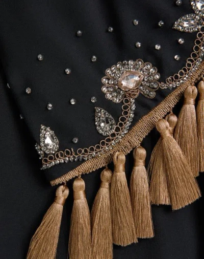 Valentino Embroidered Silk Georgette Midi Dress In Black