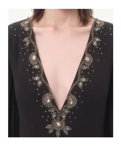 Valentino Embroidered Silk Georgette Midi Dress In Black