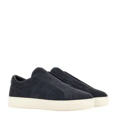Hogan Black Suede Slip-on Shoes With Contrasting Sole
