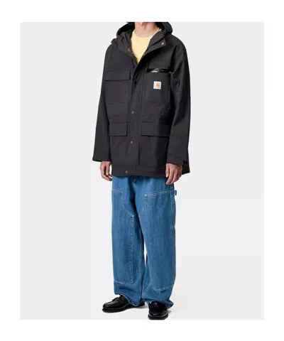 Carhartt Bowden Hooded Raincoat In Black