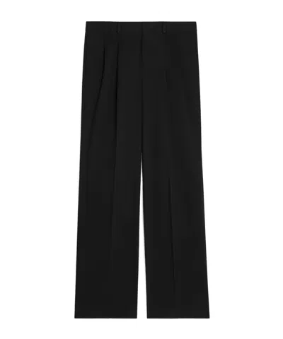Celine Pleated Trousers In Cotton Canvas In Black