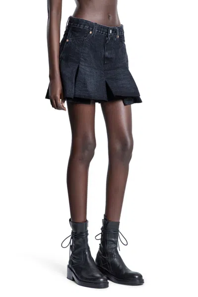 Sacai Denim Shorts With Belt Loops In Blue