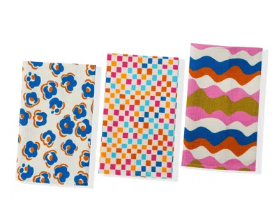 Tiramisu Mid-century Mod Cotton Kitchen Towel Set In Multi
