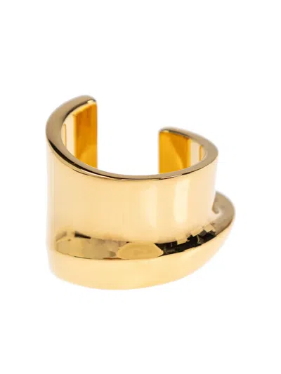 Jacquemus Curved Brass Ring In Gold