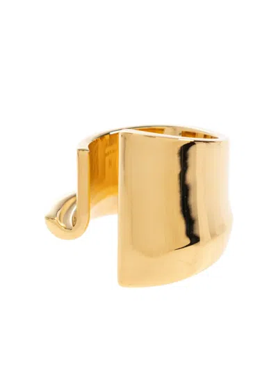 Jacquemus Curved Brass Ring In Gold