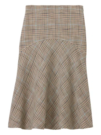 St John St. John Collection Prince Of Wales Plaid Midi Skirt In Gray