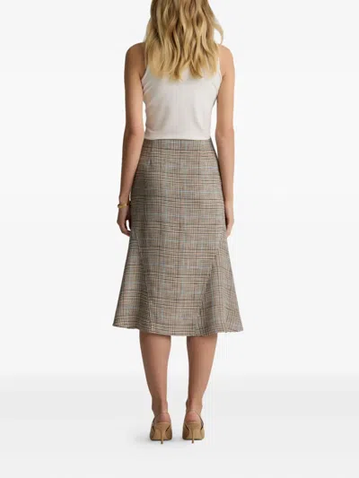 St John St. John Collection Prince Of Wales Plaid Midi Skirt In Gray
