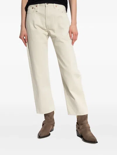 R13 Embroidered-pocket Jeans In Neutral