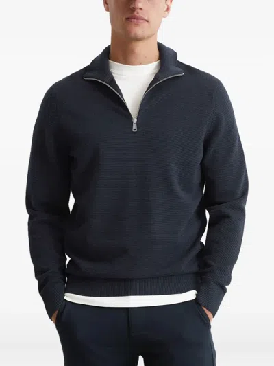 Marc O'polo Zip-neck Sweater In Blue
