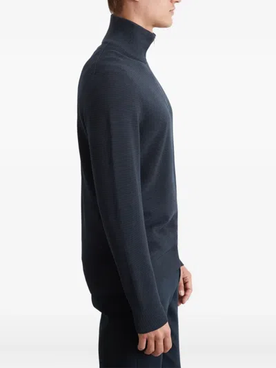 Marc O'polo Zip-neck Sweater In Blue