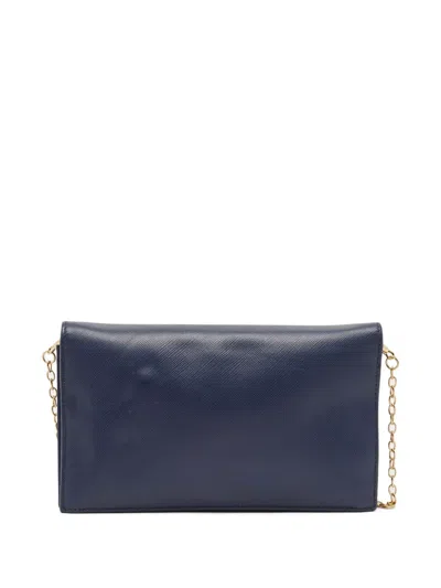Pre-owned Ferragamo Vara Bow Chain Wallet In Blue