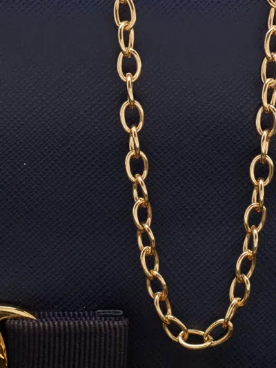Pre-owned Ferragamo Vara Bow Chain Wallet In Blue