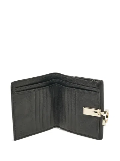 Pre-owned Gucci Leather Gg-pattern Wallet In Black