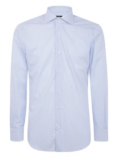 Barba Napoli Striped Long-sleeve Shirt In Blue