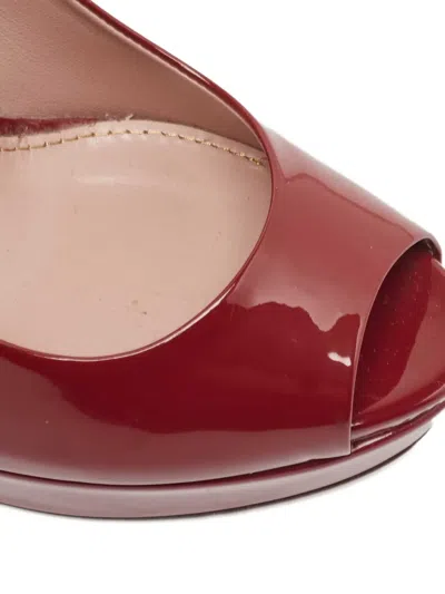 Pre-owned Gucci Peep-toe Pumps In Red