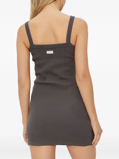 Alexander Wang Ribbed Square-neck Dress In Brown