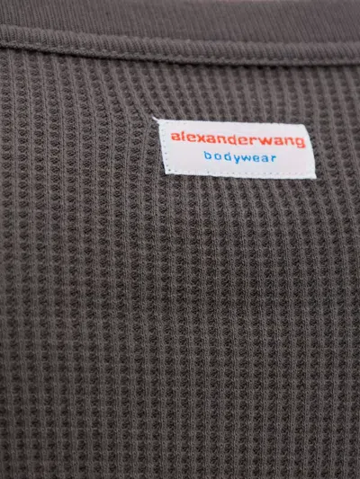 Alexander Wang Ribbed Square-neck Dress In Brown
