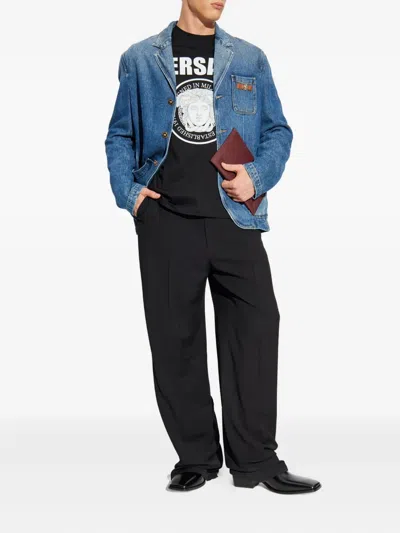 Versace Medusa Logo Long-sleeve T-shirt In Black