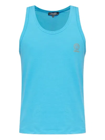 Versace Medusa Head-print Tank Top In Blue