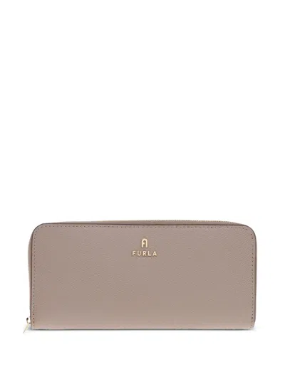 Furla Zip-around Leather Wallet In Pink