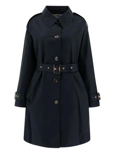 Barbour Belted Button-fastening Trench Coat In Blue