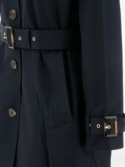 Barbour Belted Button-fastening Trench Coat In Blue