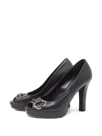 Pre-owned Gucci Leather Peep-toe Platform Pumps