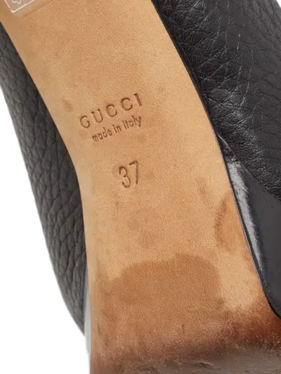 Pre-owned Gucci Leather Peep-toe Platform Pumps