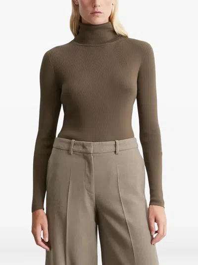 Marc O'polo Ribbed Turtleneck Top In Green